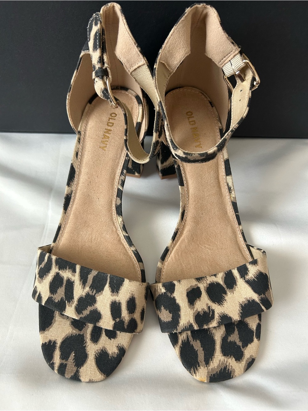 🖤Leopard💛Print~Canvas Ankle Strap Sandals - 💛Beige/Black🖤 by Old Navy (NWOT)